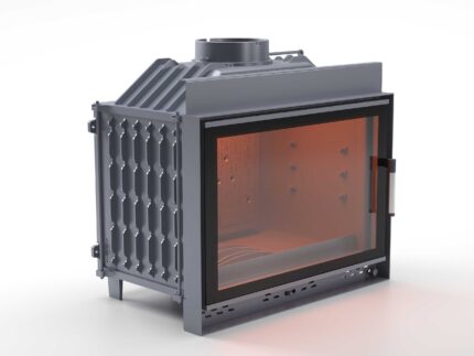 Siyah Camlı Klapeli Döküm Şömine Haznesi Tek Camlı 70 cm